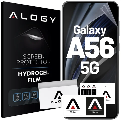Folia hydrożelowa do Samsung Galaxy A56 5G – elastyczna ochrona ekranu, samoregeneracja, pełne dopasowanie i wysoka przejrzystość – Alogy Hydrogel Film™