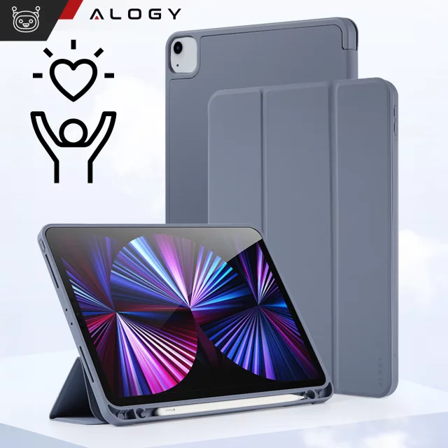 Etui ochronne z rysikiem do Apple iPad Air 13" 2024/2025, iPad Pro 12.9" 2018-2022 obudowa na tablet Fioletowe + Szkło