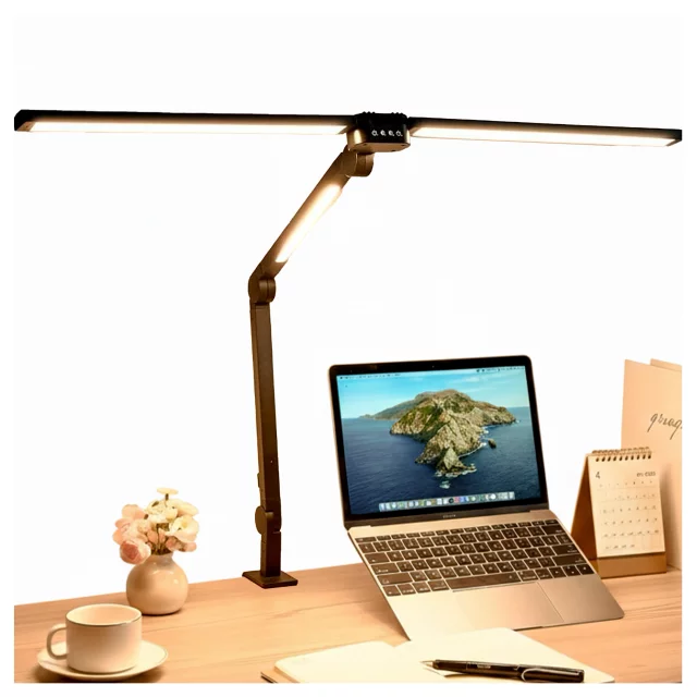 Lampa Biurkowa LED do Monitora ze Składaną Konstrukcją, z potrójnym oświetleniem, Regulowaną Jasnością, z Mocowaniem do Blatu, Ochrona Oczu, Alogy SmartDesk™ – Czarna