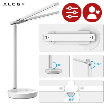 Lampe Alogy Doppel-LED-Schreibtischlampe stehend auf dem Schreibtisch mit Akku Schulzeichner Weiß