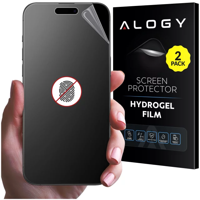 2x "MATTE" foil for Apple iPhone 14 Pro Hydrogel Alogy HydroSkin Matte Pro™ for the screen for the "FREE FINGERPRINT" case