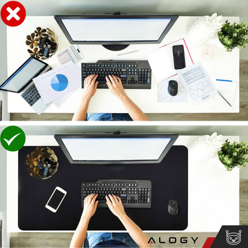 Desk pad for mouse and keyboard Anti-slip protective mat XL 80x40 cm Alogy Black
