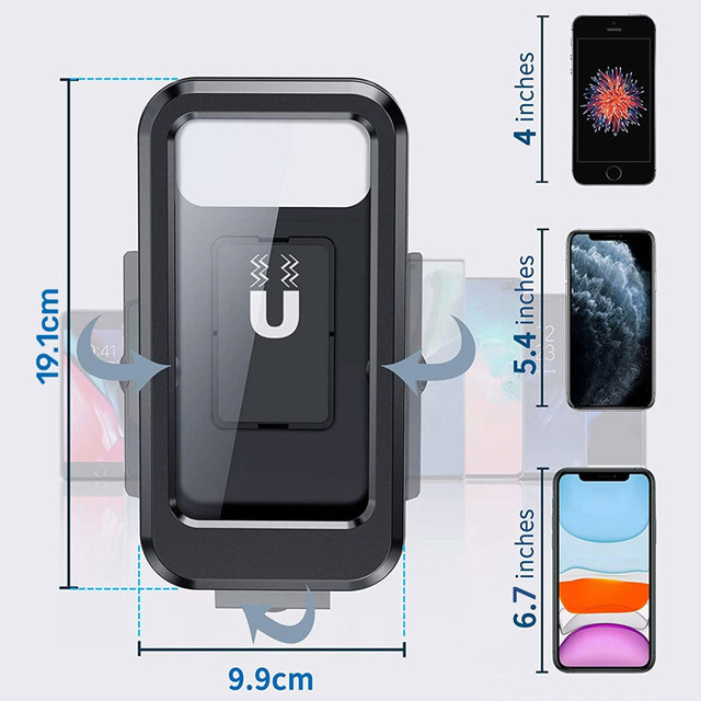 Alogy Vodotěsný držák na kolo na kolo, skútr, motorku, nastavitelná řídítka na telefon.Černá