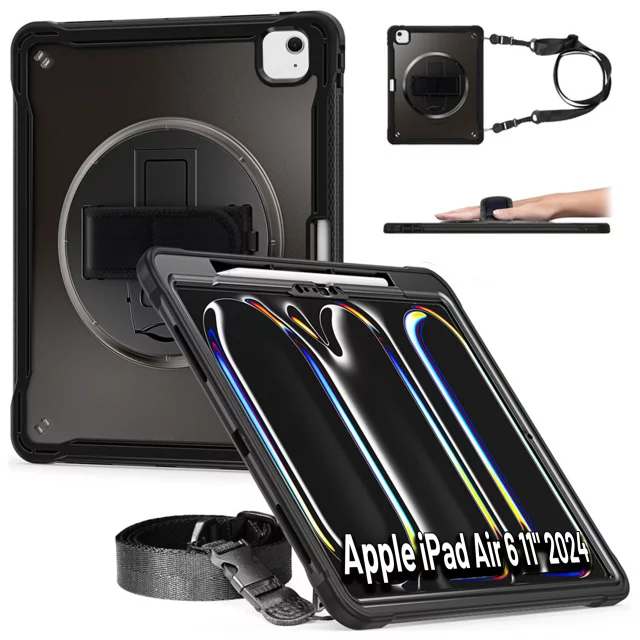360 Armored Case with Pencil Holder for Apple iPad Air 11" (2024,2025) / Air 10.9" (2020,2022) / Pro 11 (2018) Alogy Pirate 360 ​​Case Tablet Case Black