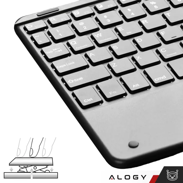 Klawiatura Bezprzewodowa z touchpadem Bluetooth touchpad do PC TV tabletu USB-C Alogy Wireless Czarna