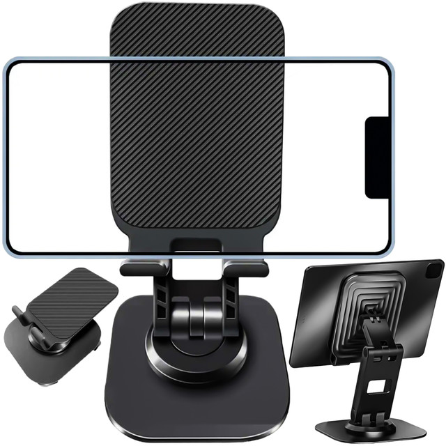 Handy-Halterung, Tablet-Ständer, Ständer, faltbar, verstellbar, Aluminium, für Schreibtisch von 10,2–32,9 cm (4–12,9 Zoll) 360 Alogy Schwarz