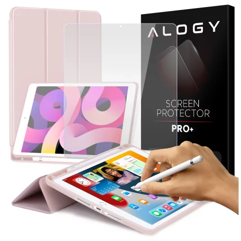 Case for Apple iPad 10.2 9 Gen 8/7 2021/2020/2019 Smart Pencil Case Alogy TPU Tablet Cover Pink Glass