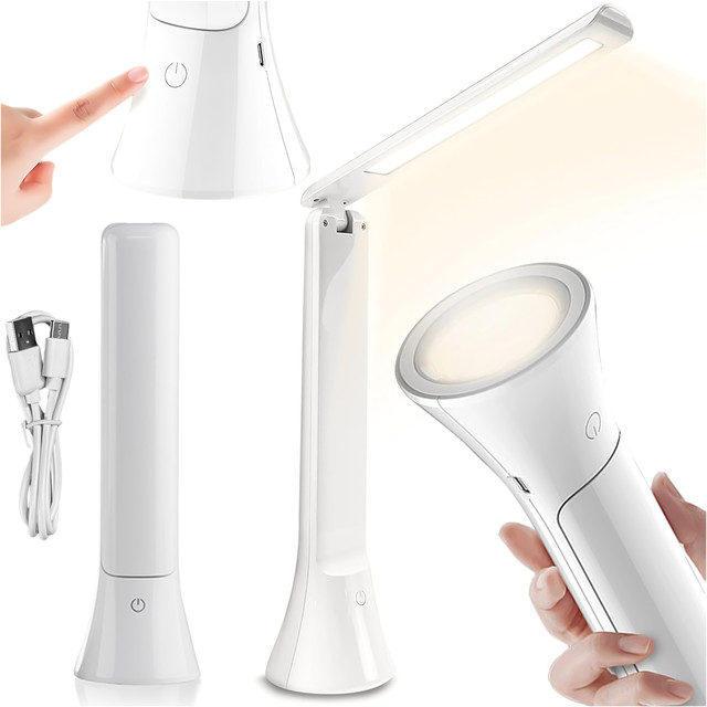 2in1 LED Desk Night Lamp Flashlight Wireless Touch Lamp 3 Modes Light Adjustment Alogy White
