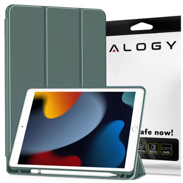 Pouzdro pro Apple iPad 10.2 9 Gen 8/7 2021/2020/2019 Smart Pencil Case Alogy TPU Kryt na tablet Zelené sklo