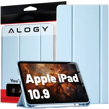 Glass Case for Apple iPad 10gen. 10.9" 2022 Tablet Case Alogy Smart Case Pencil Holder Blue