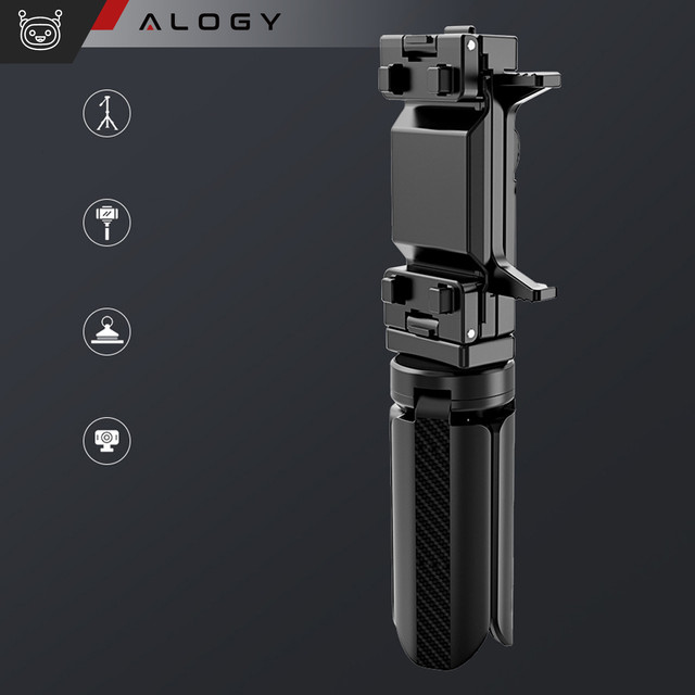 Mini-Stativhalter für Handy-Kamera-Ständer, verstellbar, 360° drehbar, Selfie-Stativ für Fotos, Alogy, Schwarz