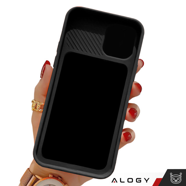 Case for iPhone 15 Plus Slide Case with lens cover, camera housing, matte black Alogy Soft Matt