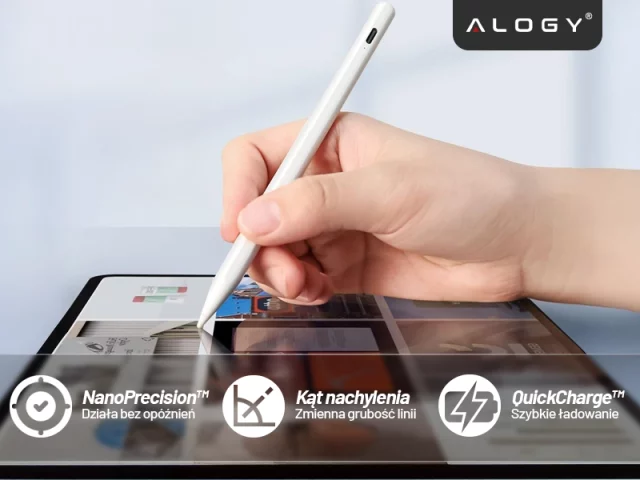 Rysik Dotykowy Stylus Pen do Telefonu i Tabletu, Precyzyjny Pencil do Apple iPad, Alogy SmartStylus™ – Biały