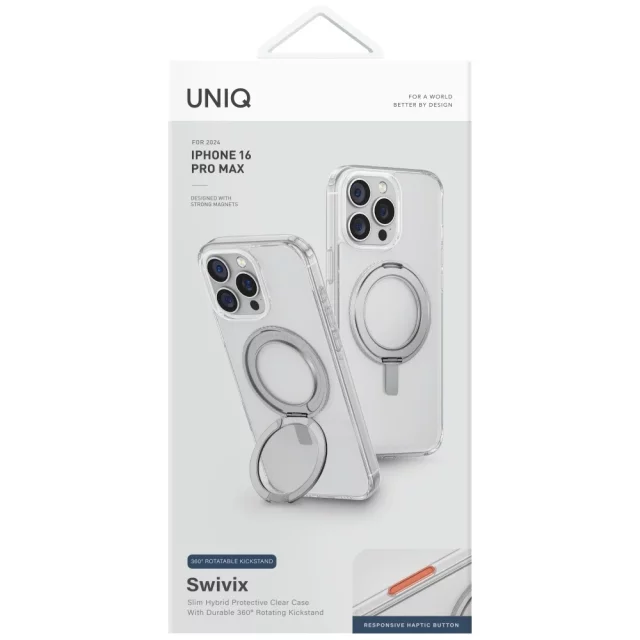 Etui UNIQ Swivix 360 Rotating Kickstand Transparent do iPhone 16 Pro Max