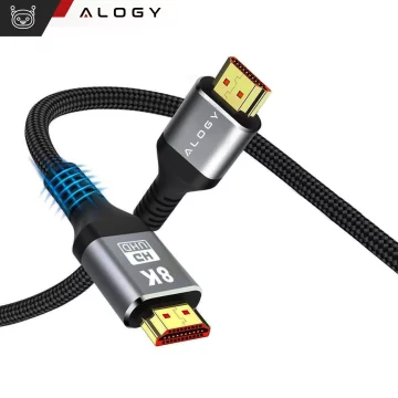 2x Kabel HDMI 2.1 Alogy 5m 4K 8K PREMIUM MIEDŹ ULTRA High Speed 60Hz 48GBps Czarny