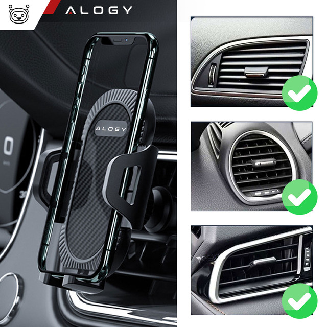 Alogy 3in1 Car Phone Holder for Window Window for Dashboard Grille Cockpit Black USB-C Cable 2.4A 1m