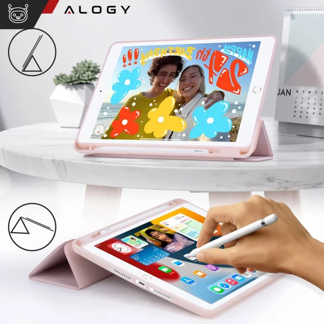 Case for Apple iPad 10.2 9 Gen 8/7 2021/2020/2019 Smart Pencil Case Alogy TPU Tablet Cover Pink