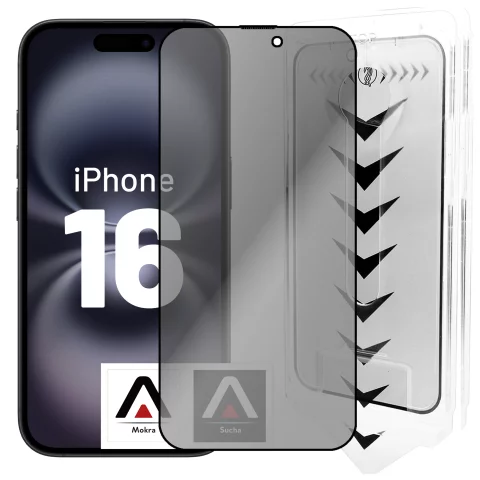 Tempered glass Privacy EasyShield™️ for Apple iPhone 16 9H screen protector with mounting frame