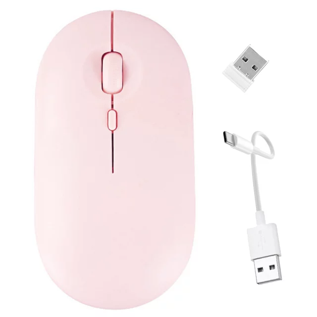 Alogy Wireless Mouse Ergonomic Small Mouse for Laptop PC Bluetooth 2.4GHz Silent Pink