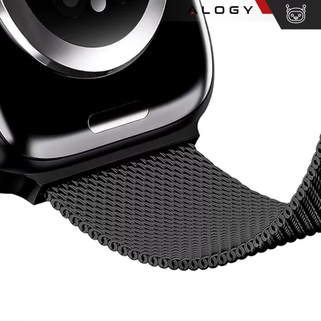 Alogy Stahlarmband für Apple Watch 42/44/45/49 mm Edelstahl Schwarz