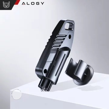 Bezpečnostní kladivo do auta 2v1 Alogy nůž na bezpečnostní pásy rozbíječ oken Black