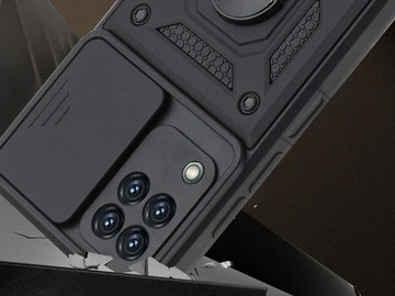 Alogy Stand Ring Armor case with camera cover for Galaxy A22 / M22 4G black