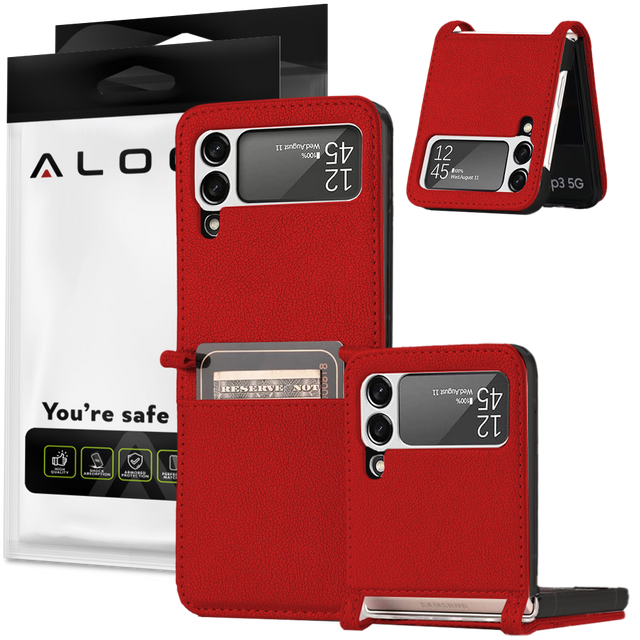 Alogy Leather Flip Wallet Case for Samsung Galaxy Z Flip 3 5G Red