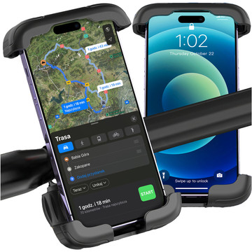 Fahrrad-Telefonhalter 4,7–6,8 Zoll für Telefon, Fahrradlenker für Fahrrad, Motorrad, verstellbar, Alogy Sport, Schwarz