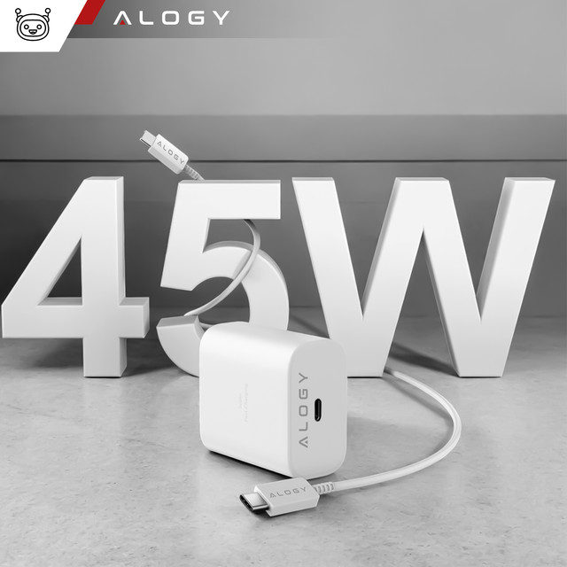 USB-C Type-C PD Premium Fast Wall Charger 45W 3A Type-C Cable 1M Alogy White