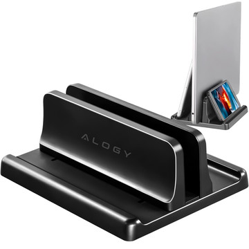 Vertical stand for laptop phone tablet 3in1 organizer holder adjustable desk stand Alogy black