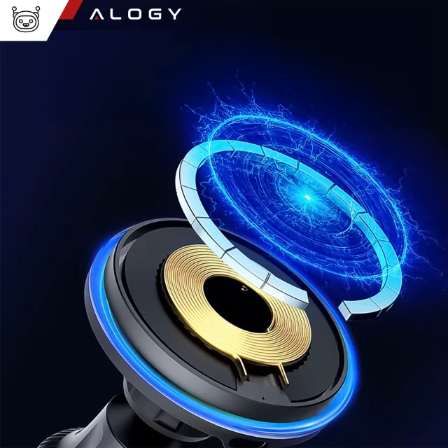 Uchwyt samochodowy Alogy Car Holder do MagSafe z ładowaniem indukcyjnym 2w1 15W do kratki Czarny