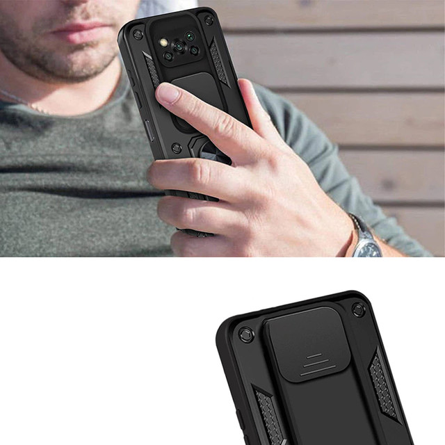 Alogy Camshield Stand Ring Camera Case for Poco X3 Pro / NFC black