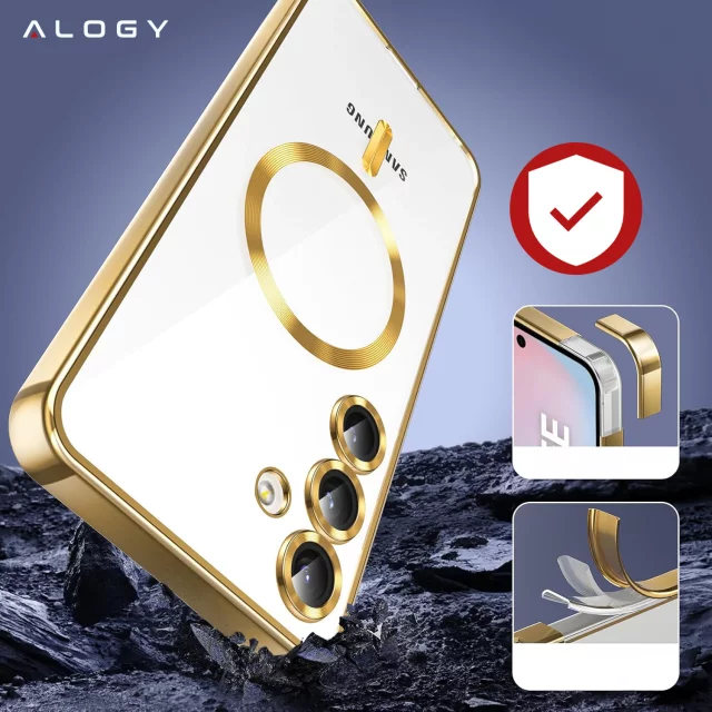 MagSafe Case for Apple iPhone 16 Pro Max Alogy Glamour Luxury Ring Case Gold-Transparent