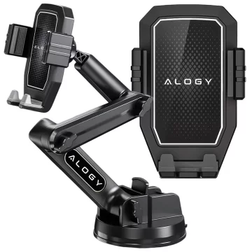 Car Phone Holder 7.2" for Truck Bus Lorry Excavator Car Long 43cm for Windshield Cockpit Alogy Black