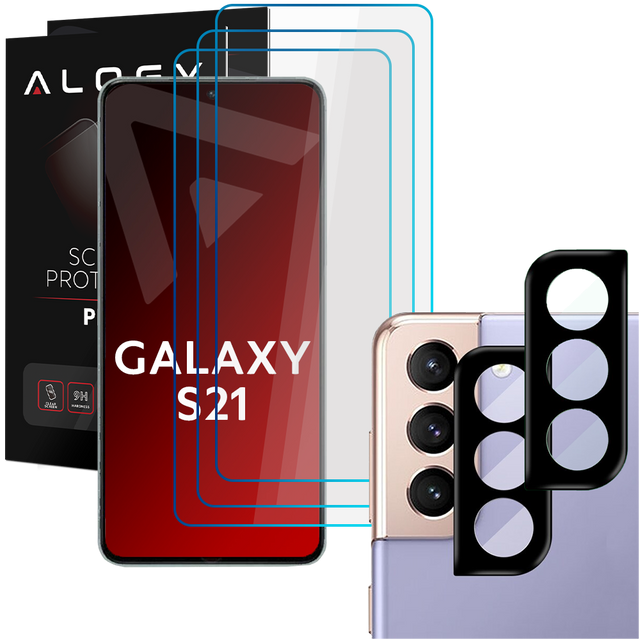Alogy Glass Pack 3x 9H tvrzené sklo pro 2x sklo objektivu fotoaparátu pro Samsung Galaxy S21