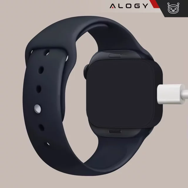 Ładowarka indukcyjna do Apple Watch Alogy Charger z portem USB-C mini ładowarka przenośna Czarna