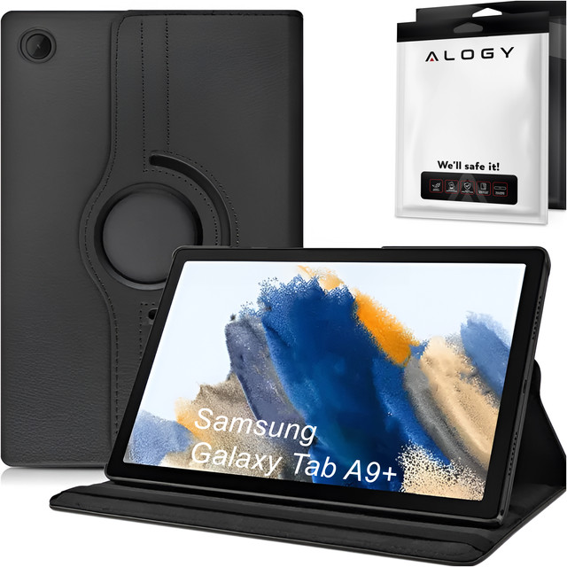 Case for Samsung Galaxy Tab A9 Plus 2023 11" (X210/X215/X216) Swivel Cover Tablet Flip Cover Case Alogy Black Glass