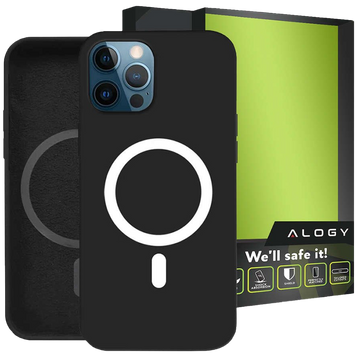 Mag Safe Alogy Hülle für Qi-Ladegeräte für iPhone 12 Pro Max Schwarz