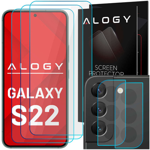 Tempered Glass 9H 3x Screen 2x Camera Lens Alogy Glass Pack for Galaxy S22