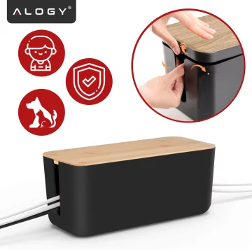 Organizér box na kabely lišty box M stůl podlaha Alogy BOX dřevo Černý