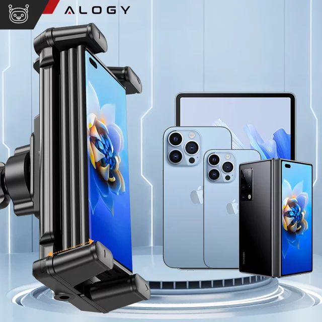 Car holder for tablet, phone 10.1" for truck bus lorry excavator car Long 43cm for windshield cockpit Alogy Black