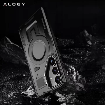 Samsung Galaxy S25 Case for MagSafe Reinforced Armored Lens Protection with Stand Function Protective Phone Case Alogy HeavyDuty Mag™️Black