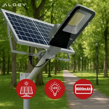 Lampa solarna Uliczna 1600W LED wodoodporna IP65 ścienna Alogy SolarBright 6000mAh do domu elewacyjna światło