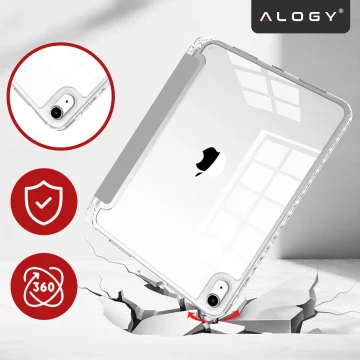 Etui do Apple iPad 11gen. 11" 2025 / 10gen. 10.9" 2022 Ochronne Hybrydowe z Miejscem na Rysik, Składana Okładka, Funkcja Podstawki, Alogy HybridBook™ Case  – Szare