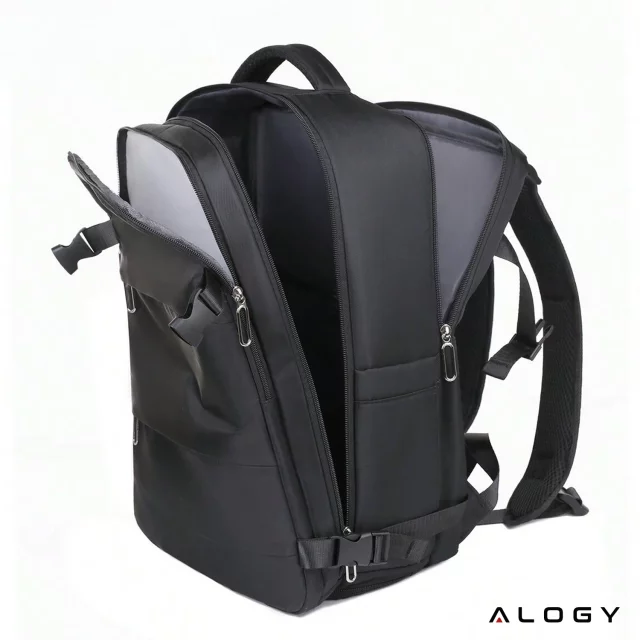 Pánský dámský cestovní batoh na notebook do kufru Zavazadla do letadla Práce do školy 45x30x20cm Alogy Unisex Černá