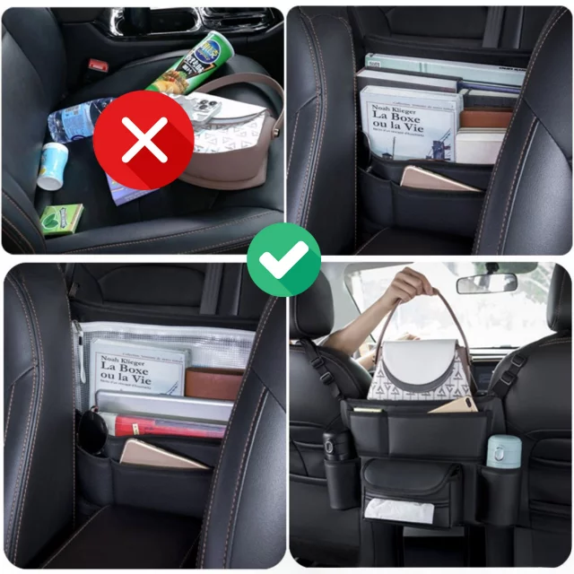 Car organizer for car between seat car seat Alogy Car drink holder tissues Black