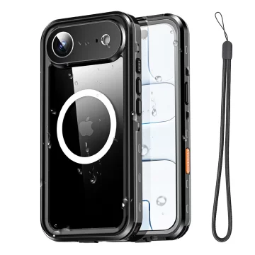 Alogy HydroArmor™ IP68 Schutzhülle für Apple iPhone 17 Air (6,6 Zoll), 360°-Rundumschutz mit transparenter Rückseite, MagSafe-kompatibel, Schwarz