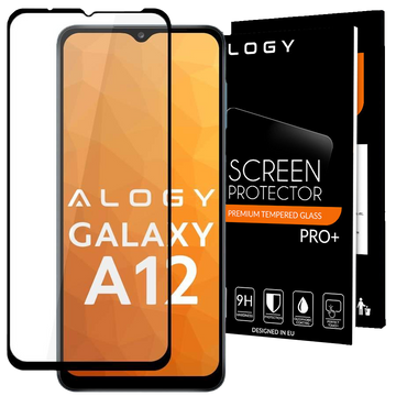 Alogy Full Glue Hüllenfreundliches Glas für Samsung Galaxy A12 2020/2021 Schwarz