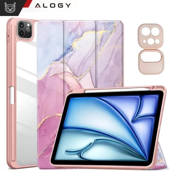 Hybrid case with stylus holder for Apple iPad Air 11" (2024,2025) / Air 10.9" (2020,2022) / Pro 11 (2018) Alogy Hybrid Book Cover Case Marble Pink