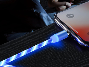 1m Alogy magnetický LED Lightning Blue kabel
